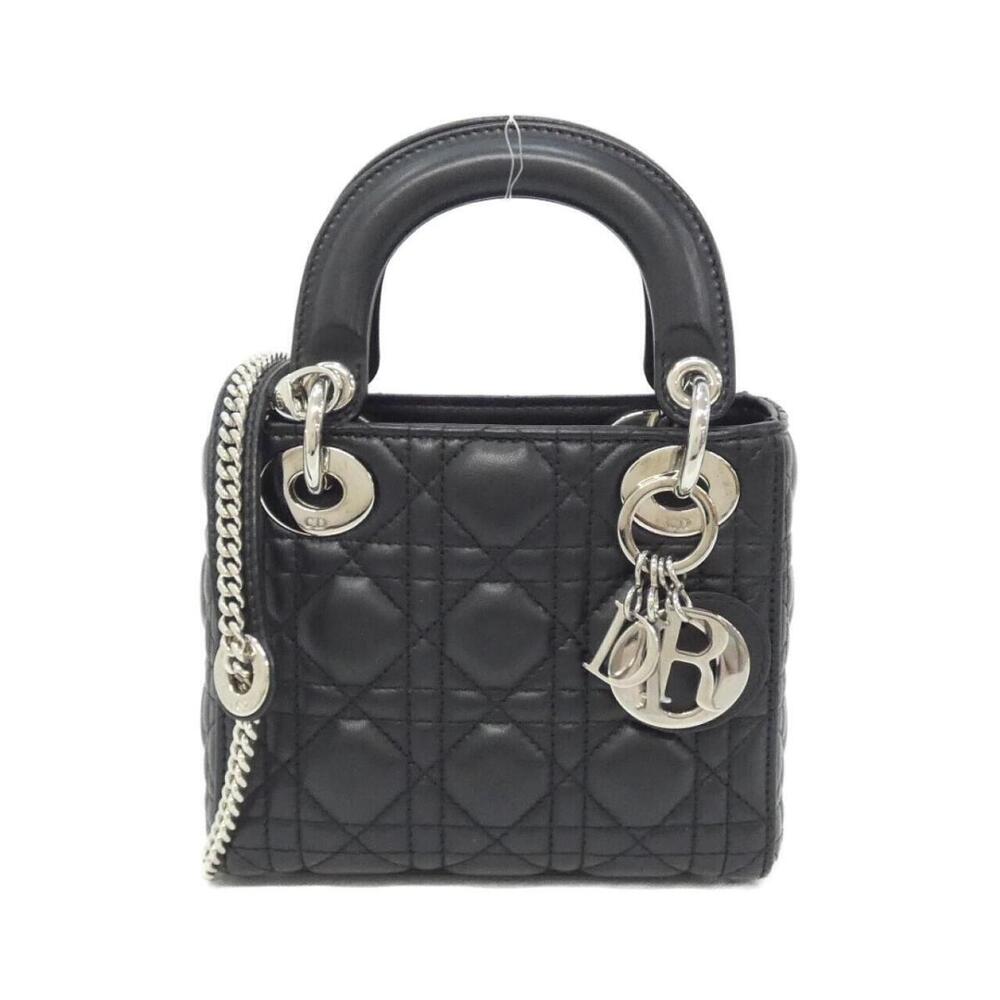 Christian Dior Lady Bag Cannage quilting Leather Black